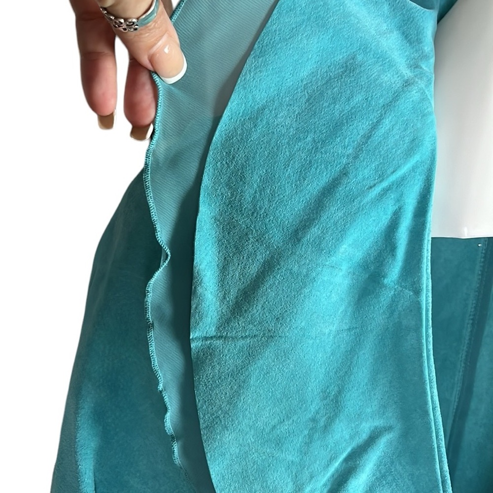 Dialogue Turquoise Ruffle Leather Jacket - Picture 7 of 12